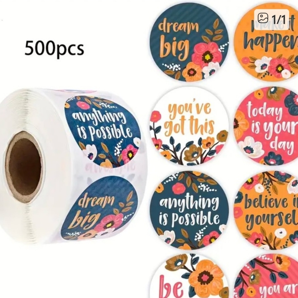Inspirational 1" Sticker Roll - 500pcs New!